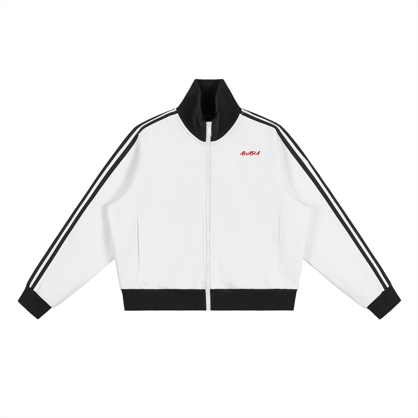 Contrast Side Stripe Fleece Cropped Track Jacket