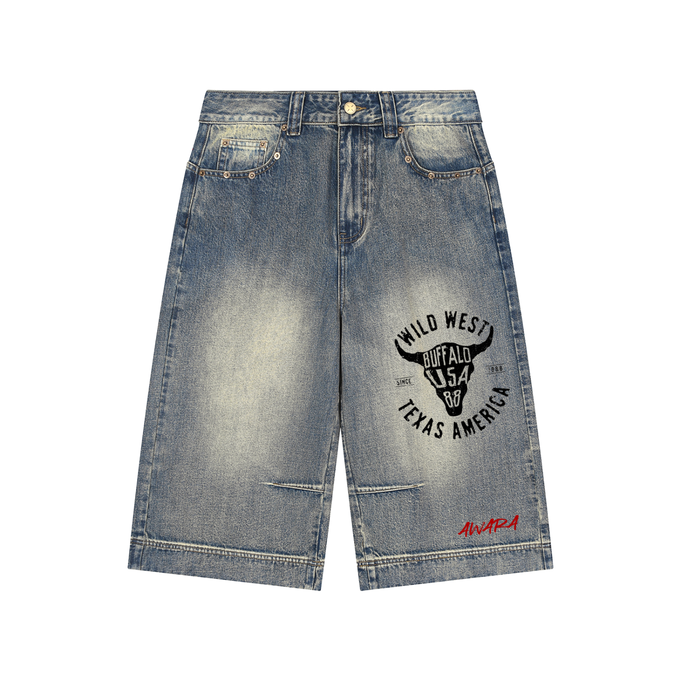 Vintage Wash Baggy Denim Shorts