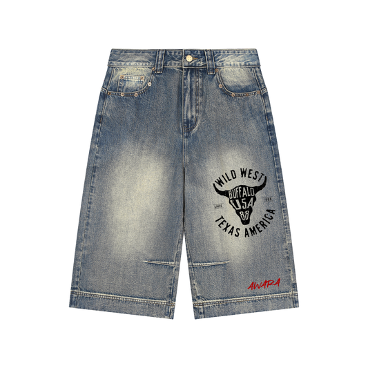 Vintage Wash Baggy Denim Shorts