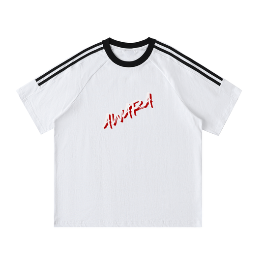Contrast Tape Crewneck Cotton T-Shirt