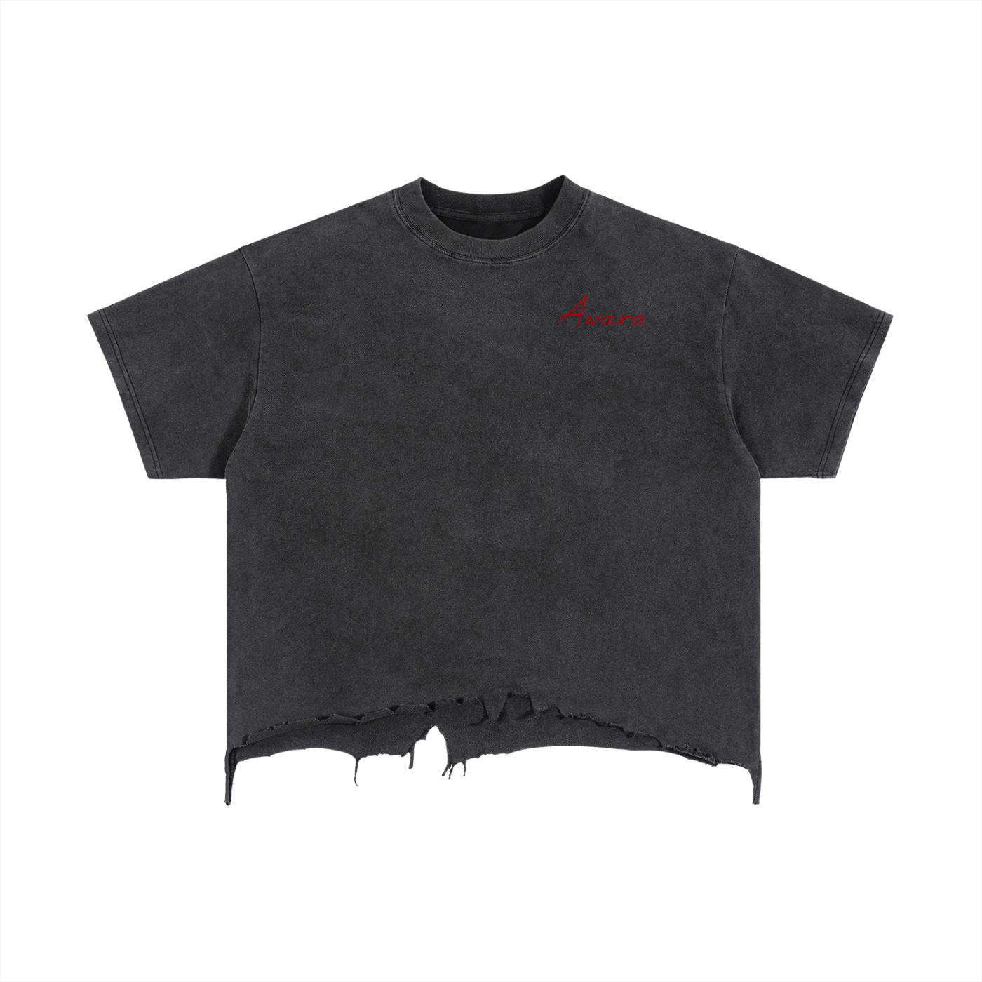 Vintage Wash Boxy Distressed Hem T-Shirt
