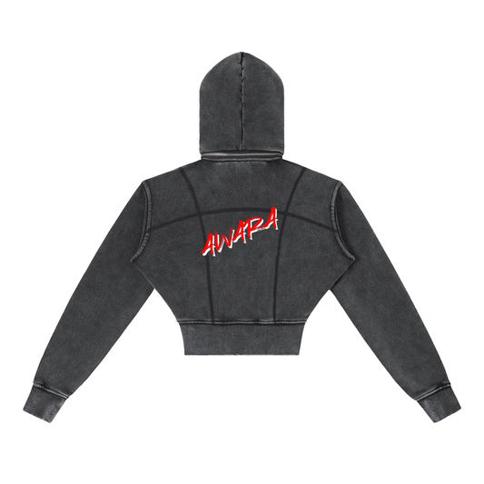 Vintage Washed Cropped Fleece Hoodie